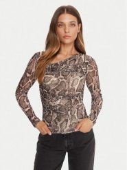 Guess Bluzka W5BP32 KCZC2 Beżowy Slim Fit. Brązowe bluzki Guess, xxl, z aplikacjami, z syntetyku, bez kołnierzyka, bez ramiączek. Za 219.99 zł.