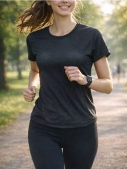 Jednolita koszulka z krókim rękawem - czarny. Czarne t-shirty sportowe Sinsay, l, bez wzorów, bez ramiączek. Za 25.99 zł.