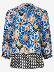 More & More Bluzka w kolorze biało-niebiesko-czarnym rozmiar: 46. Białe bluzki More & More, bez wzorów, bez kołnierzyka, bez ramiączek. Za 104.14 zł.