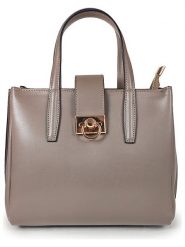 ORE10 Skórzana torebka "Senio" w kolorze szarobrązowym - 28 x 22 x 13 cm rozmiar: onesize. Brązowe torebki klasyczne ORE10, bez wzorów, z materiału, przez ramię, bez dodatków. Za 304.99 zł.