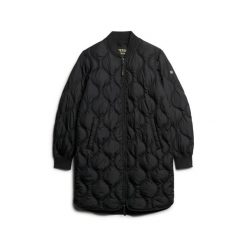 Płaszcz damski Superdry Studios. Czarne płaszcze Superdry, na zimę, l, bez wzorów, z poliesteru, casualowe, bez kaptura. Za 626.50 zł.