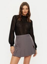 Morgan Bluzka 242-TIMOI Czarny Regular Fit. Czarne bluzki Morgan, l, bez wzorów, z syntetyku, bez kołnierzyka, bez ramiączek. Za 129.99 zł.