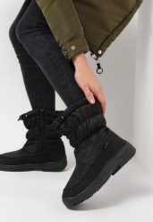 Czarne Śniegowce Pikowane Lynnhurst. Czarne śniegowce Born2be, bez wzorów, z dzianiny, bez zapięcia. Za 39.99 zł.