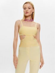 Patrizia Pepe Top 2K0172/K095-Y433 Żółty Slim Fit. Żółte topy Patrizia Pepe, bez wzorów, z wiskozy, bez kołnierzyka, bez ramiączek. Za 449.99 zł.