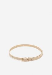 Jasnobeżowy Klasyczny Pasek Vorica. Brązowe paski Renee, bez wzorów, eleganckie. Za 14.99 zł.