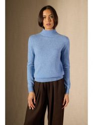 Perfect Cashmere Kaszmirowy sweter "Evelina" w kolorze błękitnym rozmiar: M. Niebieskie swetry Perfect Cashmere, m, bez wzorów, z kaszmiru, bez ramiączek. Za 314.05 zł.