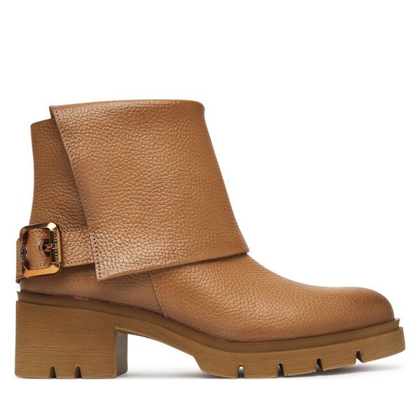 Botki Hispanitas. Brązowe botki Hispanitas, bez wzorów, bez obcasa, na słupku, bez zapięcia. Za 739.99 zł.