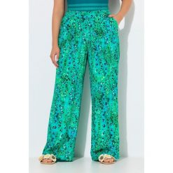 Damskie Spodnie palazzo zwierzęcy wzór szeroka nogawka elastyczny pas. Spodnie dresowe Ulla Popken, bez wzorów, z materiału, długie. Za 239.99 zł.