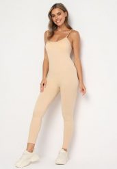 Beżowy Kombinezon Bodycon z Cienkimi Ramiączkami Nevithas. Brązowe kombinezony Born2be, na co dzień, l, bez wzorów, z jeansu, klasyczne, bez kołnierzyka, bez ramiączek, bodycon. Za 99.99 zł.