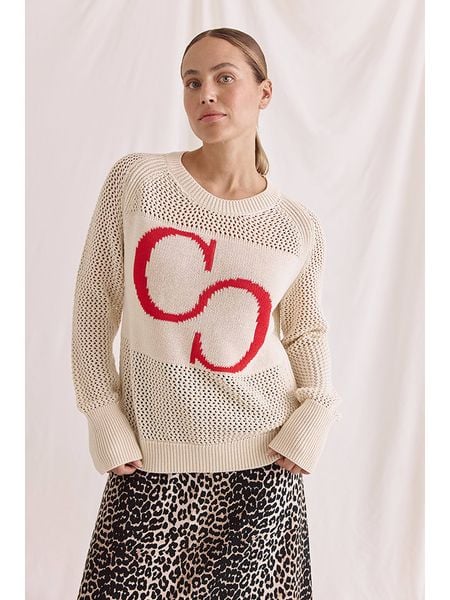 Cotton Candy Sweter "Daliah" w kolorze beżowo-czerwonym rozmiar: XS. Brązowe swetry Cotton Candy, xs, bez wzorów, z bawełny, bez ramiączek. Za 214.70 zł.