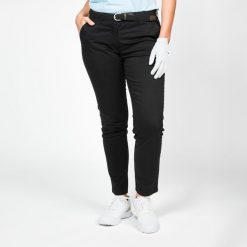 Spodnie do golfa chino damskie Inesis MW500 bawełniane. Czarne chinosy INESIS, l, bez wzorów, z bawełny, sportowe. Za 99.99 zł.