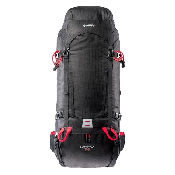 Plecak Turystyczny Rock 75L. Czarne plecaki Hi-tec, bez wzorów, bez dodatków. Za 369.99 zł.