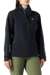 Kurtka turystyczna damska Schoffel Miara Softshell. Czarne kurtki przejściowe sportowe Schöffel, na jesień, l, bez wzorów, z materiału, z kapturem, trekkingowe. Za 405.49 zł.
