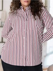 Bawełniana koszula w paski PLUS SIZE - wielobarwny. Koszule Sinsay, plus size, bez wzorów, z bawełny, bez kołnierzyka, plus size, bez ramiączek. Za 35.99 zł.
