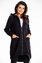 Długa bluza damska z kapturem i kieszeniami czarna. Czarne bluzy Infinite You, l, bez wzorów, z bawełny, eleganckie, bez ramiączek, z kapturem. Za 299.00 zł.