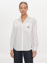 Calvin Klein Jeans Koszula J20J222610 Biały Relaxed Fit. Białe koszule Calvin Klein Jeans, xl, bez wzorów, z bawełny, bez kołnierzyka, bez ramiączek. Za 239.99 zł.