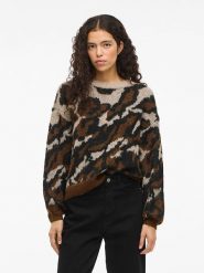 Vila Sweter w kolorze brązowym rozmiar: S. Brązowe swetry Vila, s, bez wzorów, z wełny, bez ramiączek. Za 105.14 zł.