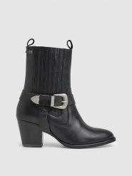 Pepe Jeans FOOTWEAR Skórzane botki "Luna Rock" w kolorze czarnym rozmiar: 38. Czarne botki Pepe Jeans FOOTWEAR, bez wzorów, z jeansu, eleganckie, bez obcasa, bez zapięcia. Za 379.95 zł.
