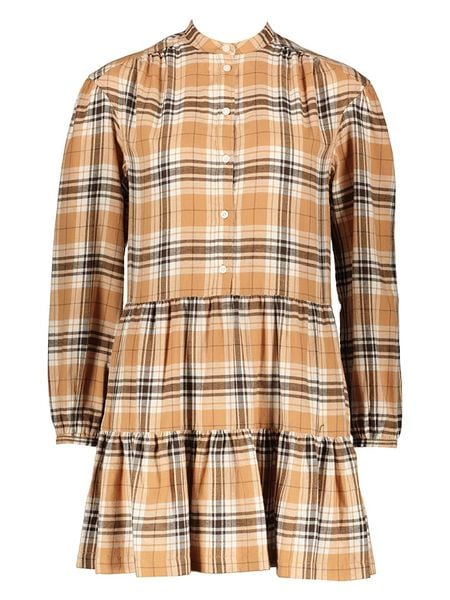 GAP Sukienka w kolorze karmelowo-czarnym rozmiar: L. Brązowe sukienki GAP, na co dzień, l, bez wzorów, z bawełny, bez kołnierzyka, bez ramiączek, mini, proste. Za 83.03 zł.