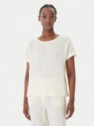 Marella T-Shirt Geyser 2615111132 Écru Regular Fit. T-shirty Marella, bez wzorów, ze lnu, bez kołnierzyka, bez ramiączek. Za 439.99 zł.