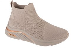 Buty sportowe damskie, Arch Fit S-Miles - Sock Walk. Brązowe buty treningowe Skechers, bez wzorów, z materiału, przed kostkę, bez zapięcia, trekkingowe. Za 299.99 zł.