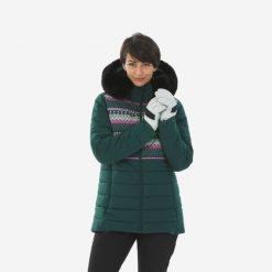 Kurtka narciarska damska Wedze 100 Warm. Zielone kurtki narciarskie WED'ZE, na zimę, xs, bez wzorów, z futra, bez kaptura, narciarskie. Za 219.99 zł.