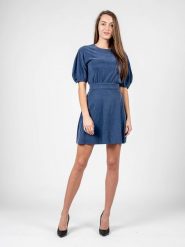 Elisabetta Franchi Sukienka | AB-969-3948-V283 | Kobieta | Niebieski. Niebieskie sukienki Elisabetta Franchi, na co dzień, bez wzorów, z bawełny, bez kołnierzyka, bez ramiączek, proste. W wyprzedaży za 549.00 zł.