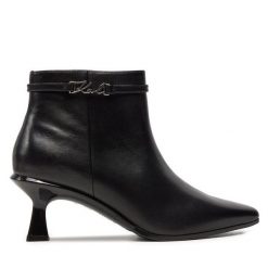 Botki KARL LAGERFELD. Czarne botki KARL LAGERFELD, bez wzorów, bez obcasa, na słupku, bez zapięcia. Za 569.99 zł.