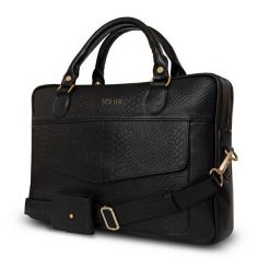 Skórzana torba na laptopa FL25 czarny z motywem zwierzęcym. Czarne torby na laptopa bez wzorów, do ręki. Za 546.99 zł.