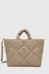 BOSS torebka kolor beżowy. Brązowe shopper bag Boss, bez wzorów, na ramię, bez dodatków. Za 829.99 zł.