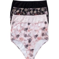 Figi z wysoką talią (4 pary) bonprix czarno-jasnoróżowy z nadrukiem. Figi marki bonprix. Za 55.96 zł.