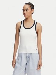 Tommy Hilfiger Top UW0UW06308 Biały Regular Fit. Białe topy Tommy Hilfiger, m, bez wzorów, z bawełny, bez kołnierzyka, bez ramiączek. Za 169.99 zł.