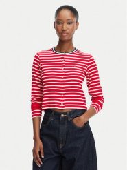 Tommy Jeans Kardigan DW0DW22805 Czerwony Slim Fit. Czerwone swetry Tommy Jeans, s, bez wzorów, z jeansu, bez ramiączek. Za 229.99 zł.