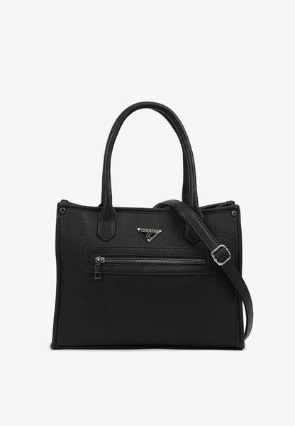 Czarna Torebka Shopperka Mała z Dodatkowym Paskiem na Ramię Helseki. Czarne torebki klasyczne Renee, bez wzorów, z jeansu, eleganckie, na ramię, małe, bez dodatków. Za 99.99 zł.