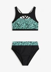 Bikini bustier z wycięciami (2 części). Zielone bikini bonprix, bez wzorów. Za 59.99 zł.