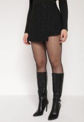 Czarne Spódnico-Szorty z Wełną i Cekinami Fedara. Czarne szorty Born2be, bez wzorów, z wełny, klasyczne. Za 129.99 zł.