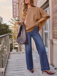 Milan Kiss Sweter w kolorze jasnobrązowym rozmiar: M. Brązowe swetry Milan Kiss, m, bez wzorów, bez ramiączek. Za 152.99 zł.