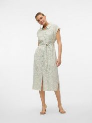 Vero Moda Sukienka w kolorze kremowo-błękitnym rozmiar: L. Brązowe sukienki Vero Moda, l, bez wzorów, z tkaniny, bez kołnierzyka, bez ramiączek, midi. Za 123.25 zł.