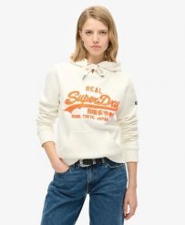 Superdry Bluza z kapturem Neon Vl Emb Graphic z bawełny ekologicznej. Białe bluzy z kapturem Superdry, bez wzorów, z bawełny, z kapturem. Za 387.20 zł.