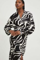 Answear Lab sukienka kolor czarny midi rozkloszowana. Czarne sukienki Answear Lab, l, bez wzorów, z tkaniny, bez kołnierzyka, bez ramiączek, midi, rozkloszowane. Za 359.99 zł.