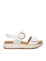 Remonte Sandały CEO-D1J63-80 Biały. Białe sandały Remonte, bez wzorów, ze skóry, bez obcasa, na płaskiej podeszwie, bez zapięcia. Za 369.99 zł.