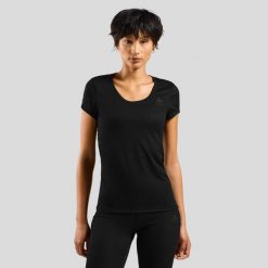 Koszulka damska Odlo BL TOP crew neck s/s ACTIVE F-DRY LIGHT. Czarne topy sportowe ODLO, s, bez wzorów. Za 199.99 zł.