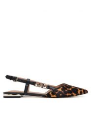 Guess Sandały FLTFRY LEP05 Brązowy. Brązowe sandały Guess, z aplikacjami, ze skóry, bez obcasa, na płaskiej podeszwie, bez zapięcia. Za 439.99 zł.
