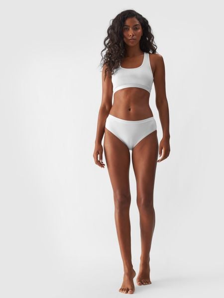 4F Bielizna figi (2-pack) damskie - białe S. Biała figi 4f, bez wzorów, z bawełny. W wyprzedaży za 29.99 zł.