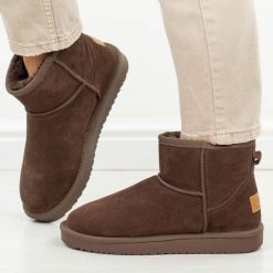 Brązowe skórzane ciepłe zimowe eskimoski, mukluki Cambell 13313. Brązowe śniegowce Cambell, bez wzorów, z dzianiny, bez zapięcia. Za 239.00 zł.