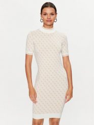 Guess Sukienka dzianinowa W3YK39 Z37K0 Beżowy Bodycon Fit. Brązowe sukienki Guess, xl, z aplikacjami, z dzianiny, bez kołnierzyka, bez ramiączek, bodycon. Za 669.99 zł.