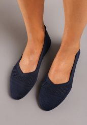 Granatowe Wsuwane Balerinki z Płaską Podeszwą Neliara. Niebieskie baleriny Born2be, bez wzorów, z jeansu, eleganckie, z okrągłym noskiem, bez obcasa, na płaskiej podeszwie, bez zapięcia. W wyprzedaży za 37.49 zł.