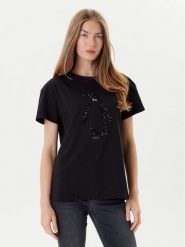 Liu Jo T-Shirt MF5412 JS923 Czarny Regular Fit. Czarne t-shirty Liu Jo, s, bez wzorów, z bawełny, bez kołnierzyka, bez ramiączek. Za 219.99 zł.
