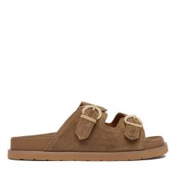 Klapki Gant. Brązowe klapki Gant, bez wzorów, bez obcasa, bez zapięcia. Za 459.99 zł.