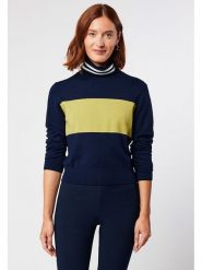 Rodier Golf w kolorze granatowo-żółtym rozmiar: XL. Niebieskie swetry Rodier, xl, bez wzorów, z wełny, klasyczne, bez ramiączek. Za 187.99 zł.